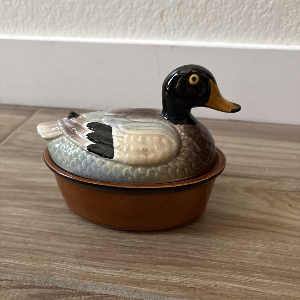Vintage SECLA Portugal Pottery Ceramic Duck Lidded Covered Casserole Dish Sigma